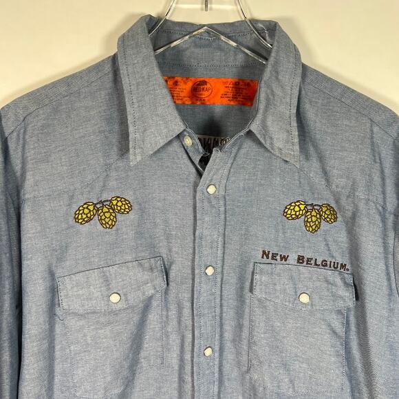 Vtg Red Kap Men's New Belgium Ranger IPA Shirt XL Blue Pearl Snap *Read - Picture 3 of 8